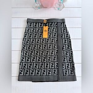 NEW Vintage Fendi Zucca Skirt
Black/ Silver